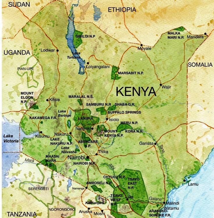 Кения меньше некоторых регионов Росссии