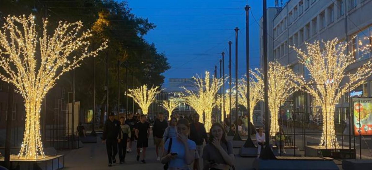 Сиб ново. Улица Ленина Новосибирск день города 2023. Подсветка деревьев. Светящиеся деревья для улицы. Новый год на улице.