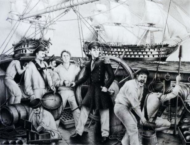 Рисунок, сделанный по воспоминаниям участников боя 14 мая 1829 года