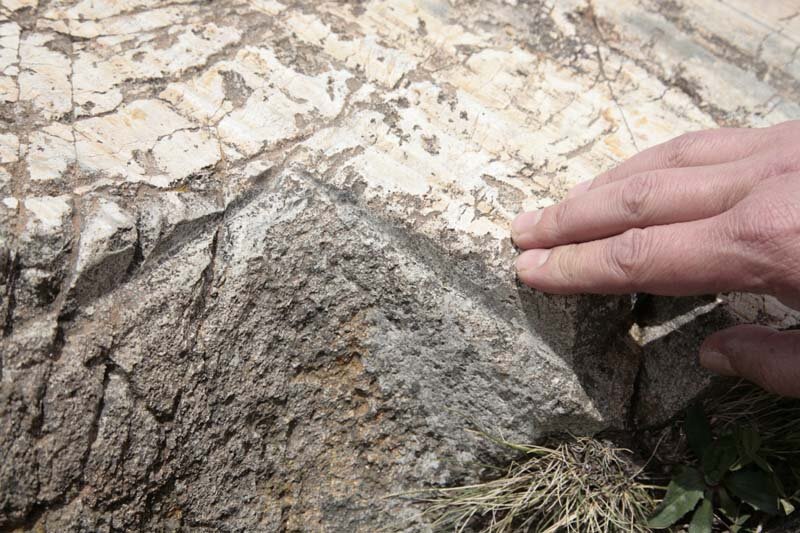 Древние следы дисковой фрезы на скале в Саксайуамане (Перу). Изображение взято из книги А. Ю. Склярова «Древняя Мексика без кривых зеркал», издательство ВЕЧЕ, 2009