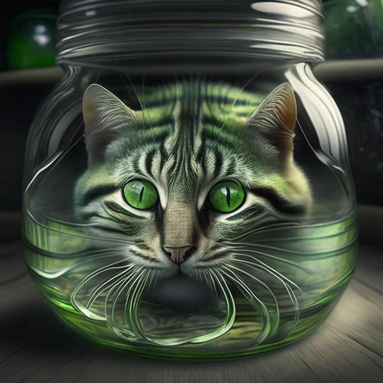 Кот в банке. Нейросеть Kandinsky 2.1.