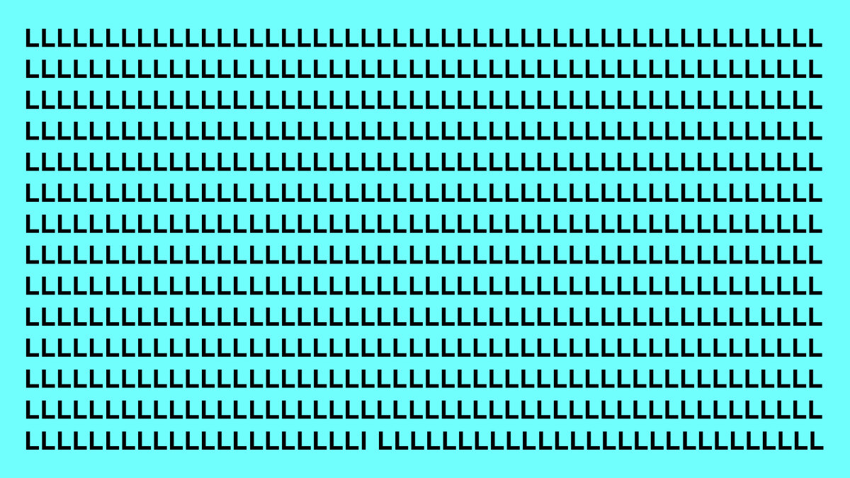 Найдите на картинке среди букв "L" другой символ.