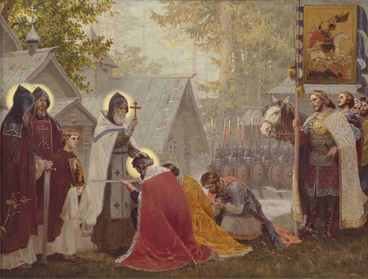 Сергий Радонежский благословляет Дмитрия Донского (фрагмент картины Сергея Ефошкина)