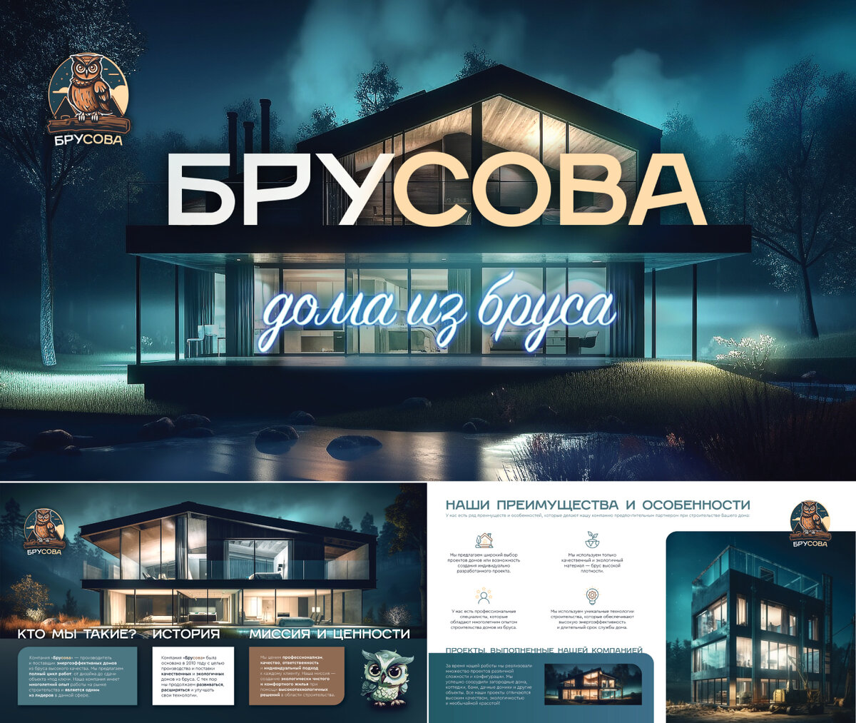 Презентация компании, занимающейся строительством домов из бруса БруСова