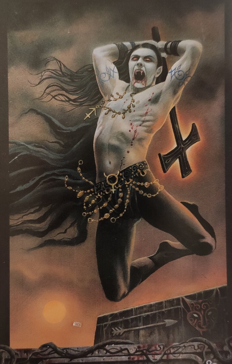 9 жезлов черный гримуар некрономикон. иэн дэниелс: таро вампиров "фантасмагория". таро фантасмагория вампиров восьмерка ножей. зазеркалье хаоса. 6 мечей черный гримуар.