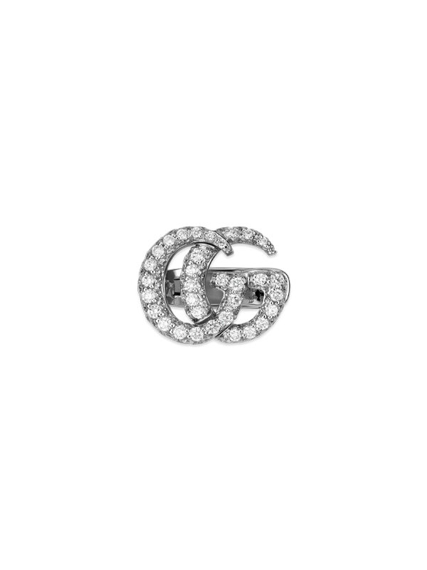 Серьга Gucci GG Running из белого золота с бриллиантами 