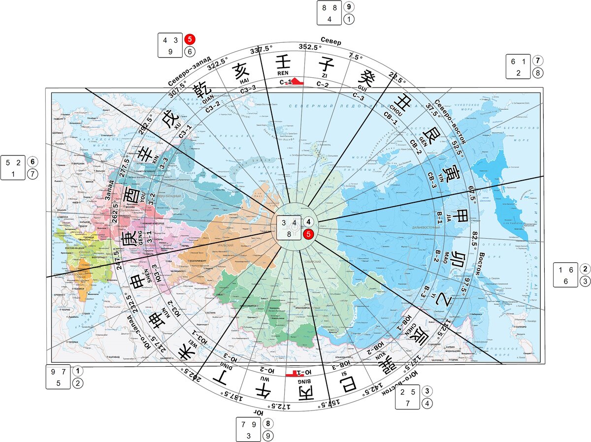 Сектора России по фэн-шуй, май 2023 года.