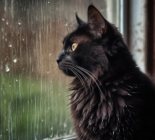 Дождливый кот, иллюстрация автора