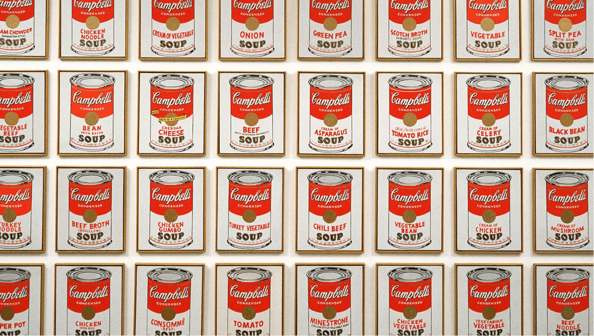 Банки с супом Кэмпбелл. Автор: Энди Уорхол.