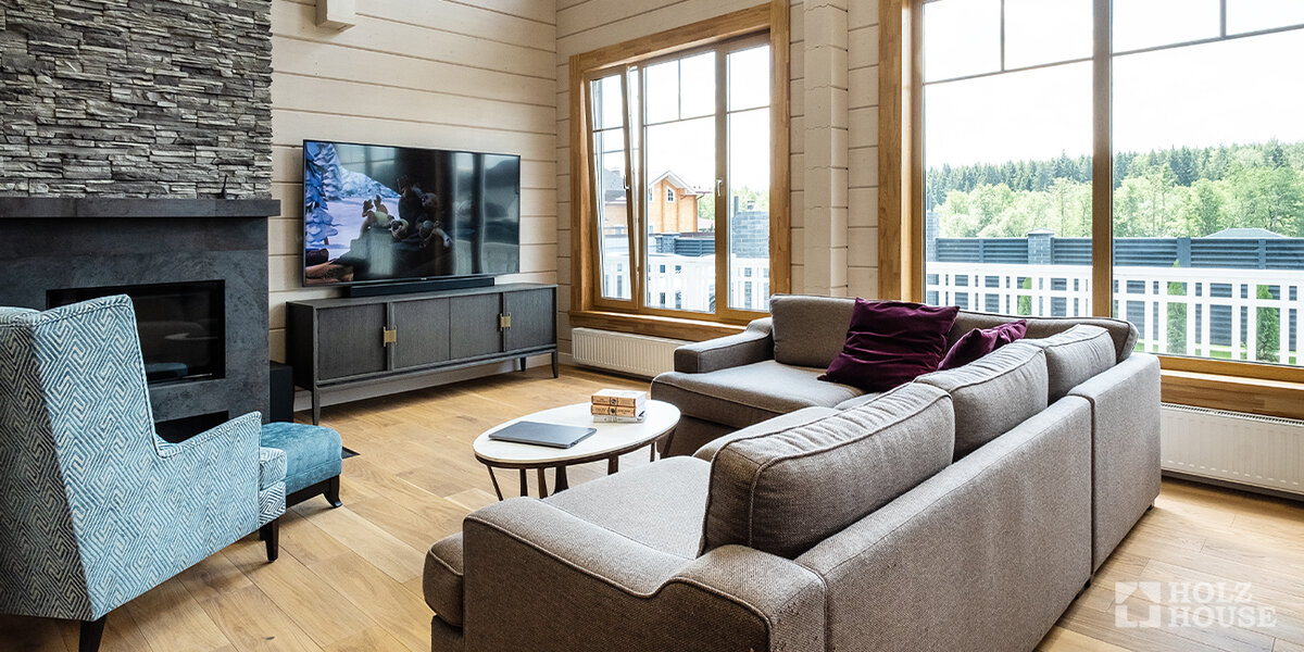 Интерьер дома из клееного бруса по проекту "Белфаст"