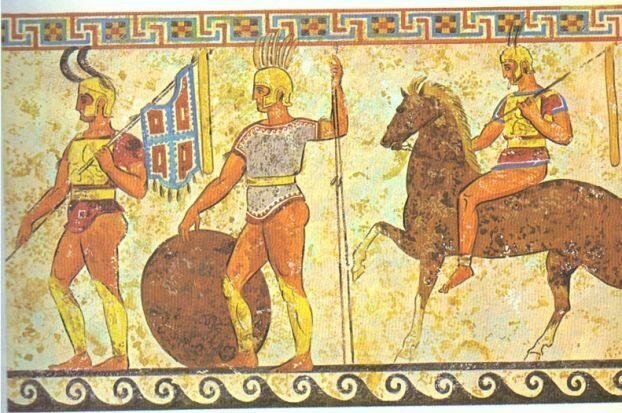 Самнитские воины. Фреска IV в. до н.э.