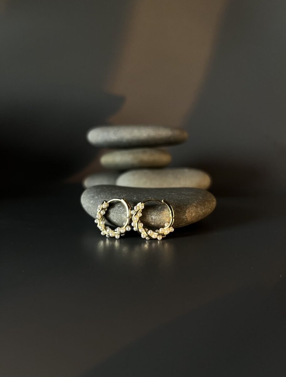 серьги-кольца с украшениями 