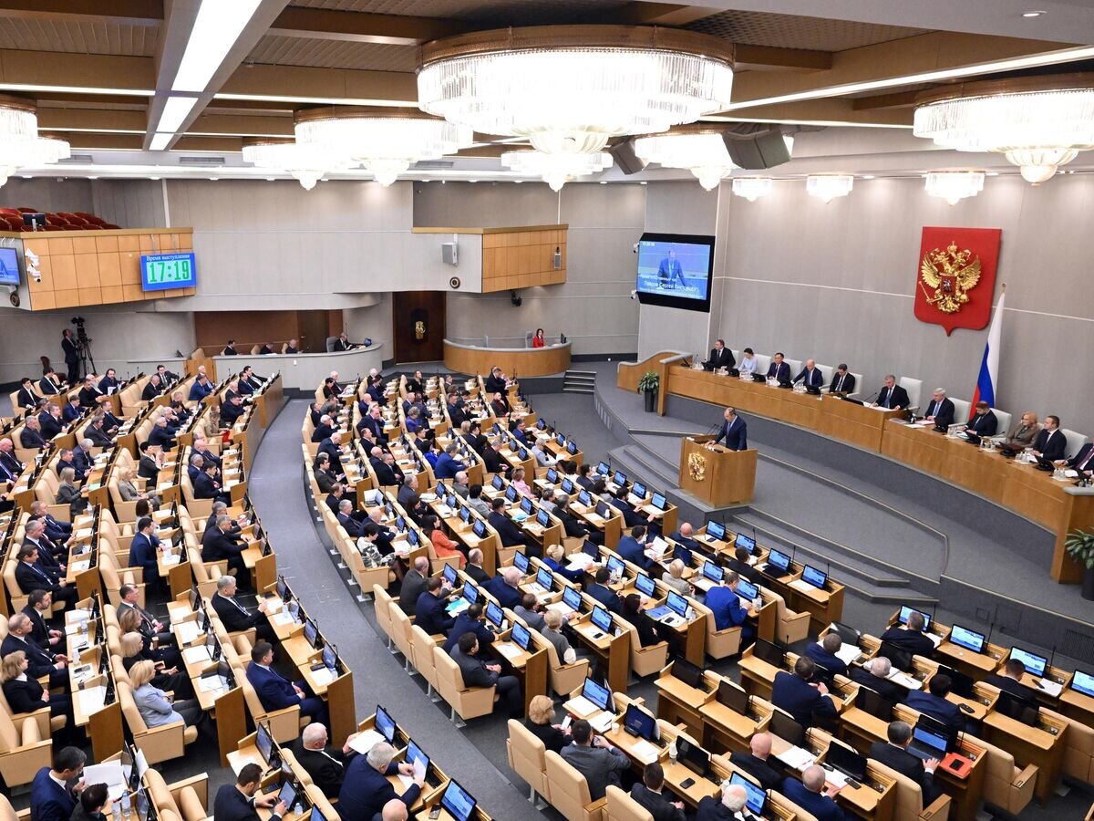    Министр иностранных дел РФ Сергей Лавров выступает на пленарном заседании Государственной Думы РФ© РИА Новости / Григорий Сысоев