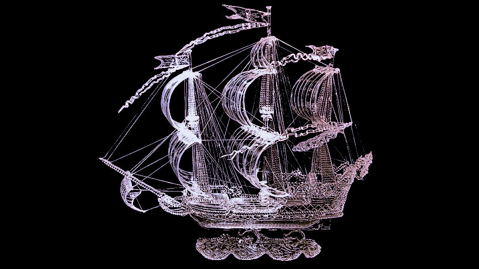 Стеклянный парусник "Флейт". Кварцевое стекло. 1983 г. Автор: Алексей Зеля