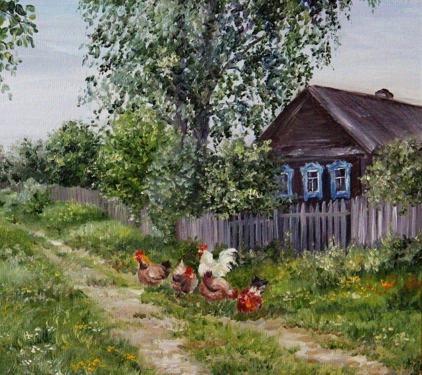 Картина маслом деревенский мотив