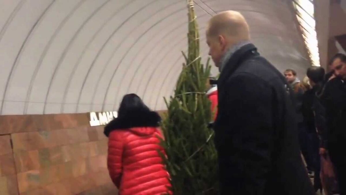 Деловой гражданин с ёлкой. Случайный пассажир метро. Фото из интернета.