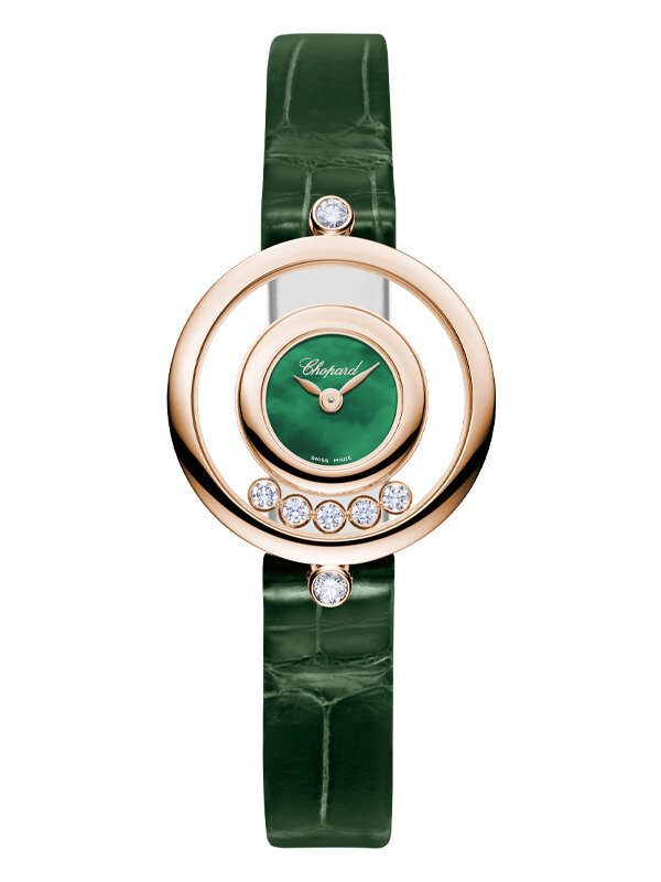 Часы Chopard Happy Diamonds Icons Round в  25.8 мм с 5 плавающими бриллиантами и 2 бриллиантами на корпусе