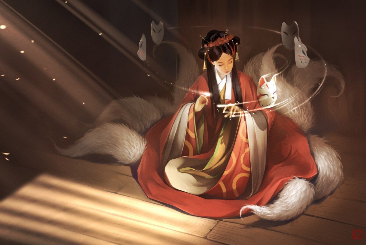 Кицунэ – один из самых популярных персонажей японской мифологии, обворожительная лиса-искусительница, про которую сложено много легенд.-2