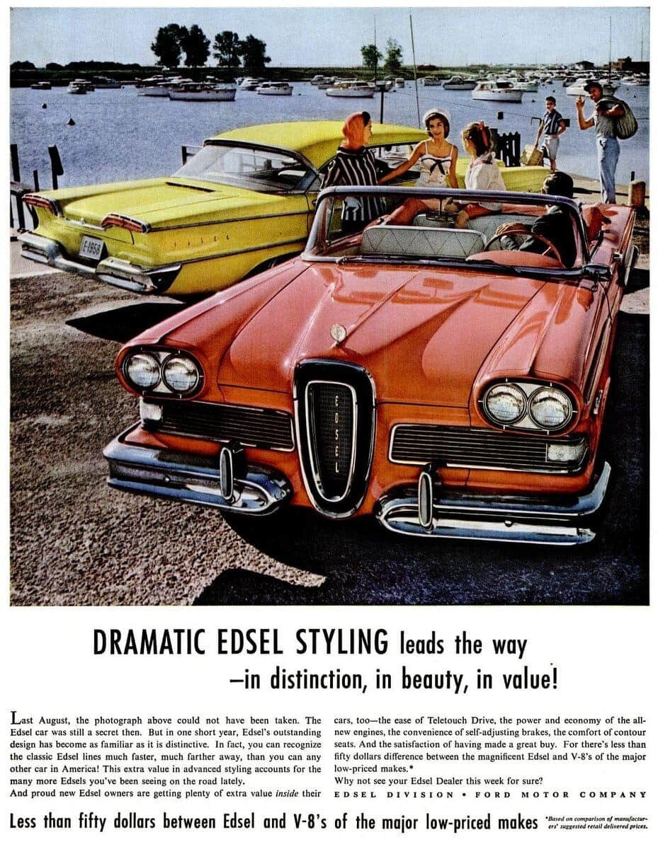 Реклама отмечала драматичный стиль Edsel! 