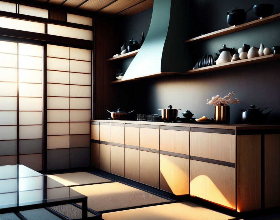 Интерьер кухни в японском стиле