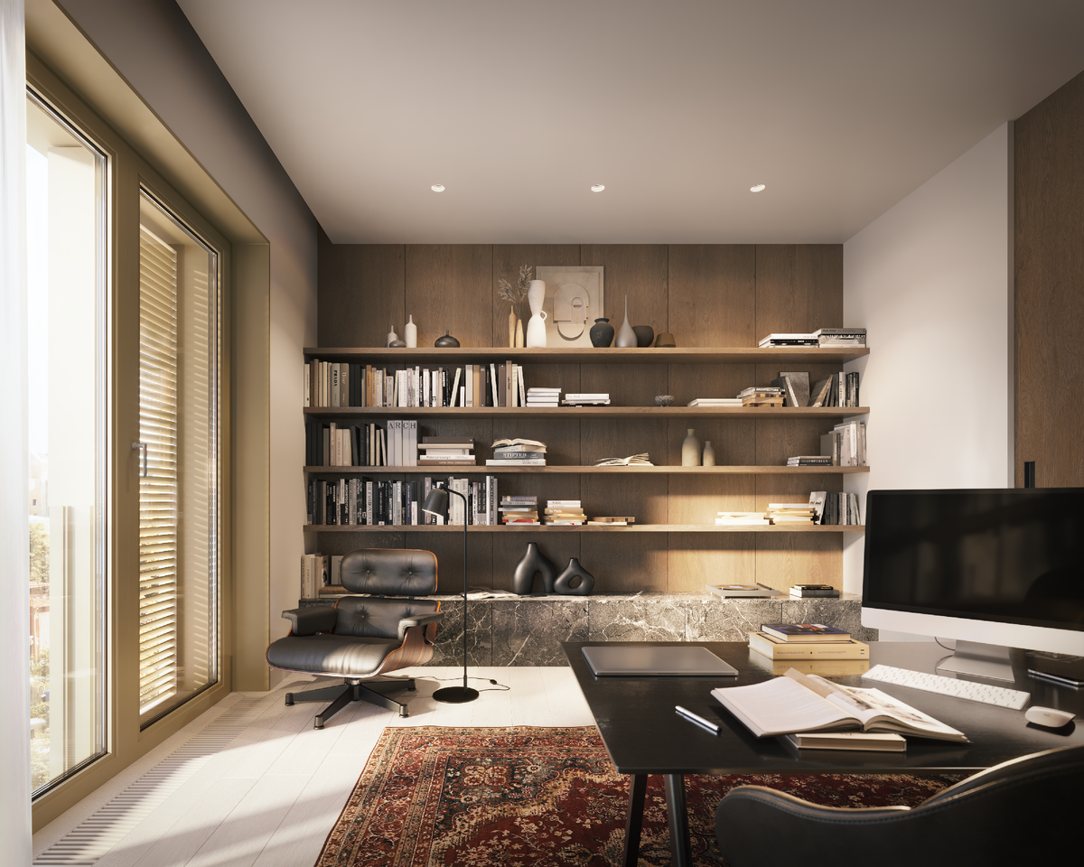 Свободная планировка и просторные площади "1А Первомайская" позволяют обустроить деловую зону в отдельном помещении. 