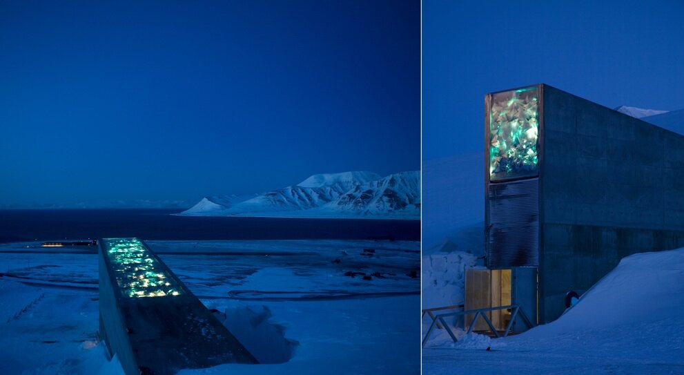 Вход в Svalbard Global Seed Vault, seedvault.no