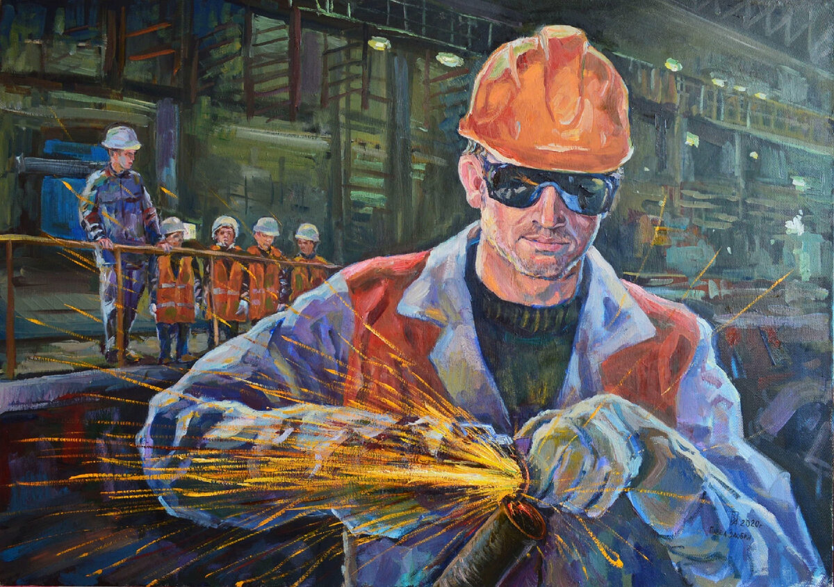 Злобин Павел. Заводские искры. 2020, холст, масло, 71Х100. Фото: личный архив художника.