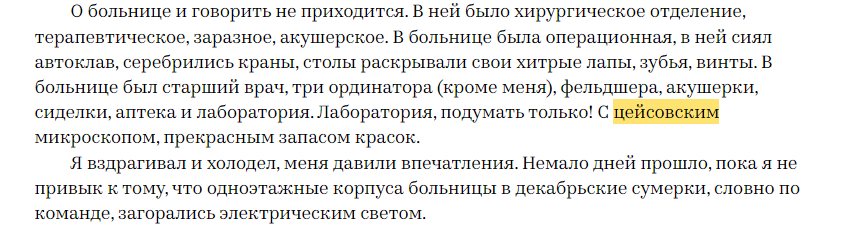 Описание больницы в рассказе "Морфий" 