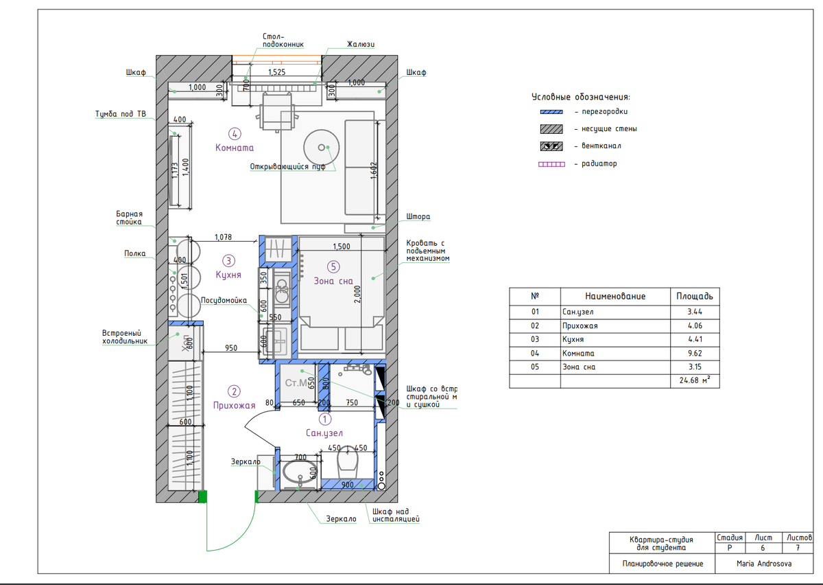 Планировочное решение студии
