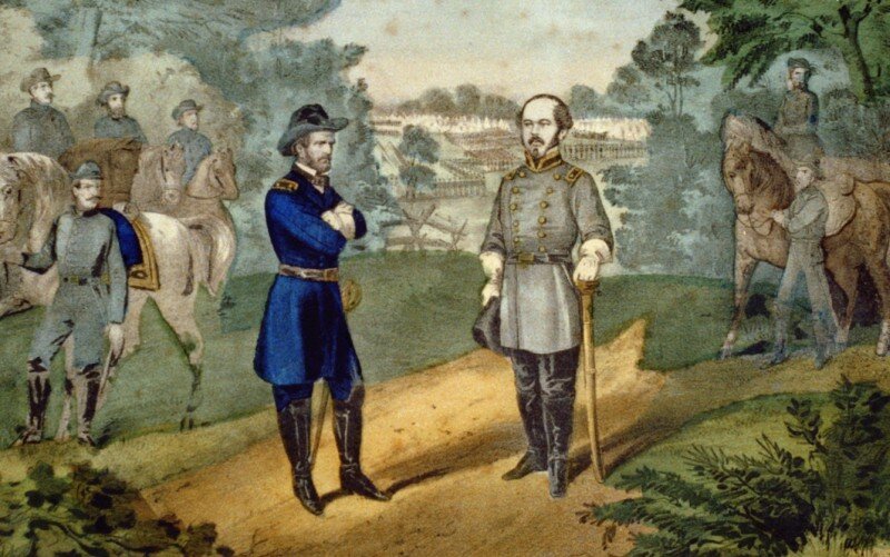 Капитуляция Джонстона. Литография.