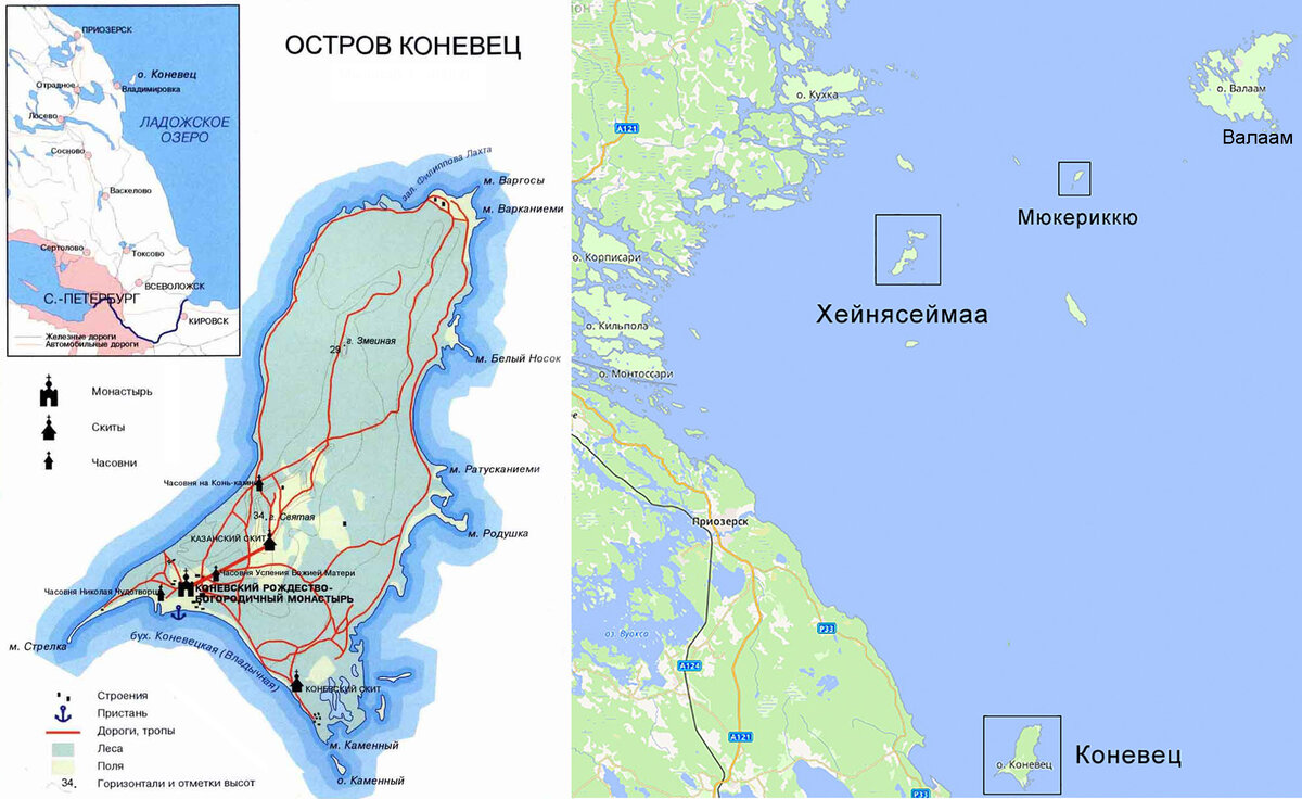 Коневец карта острова