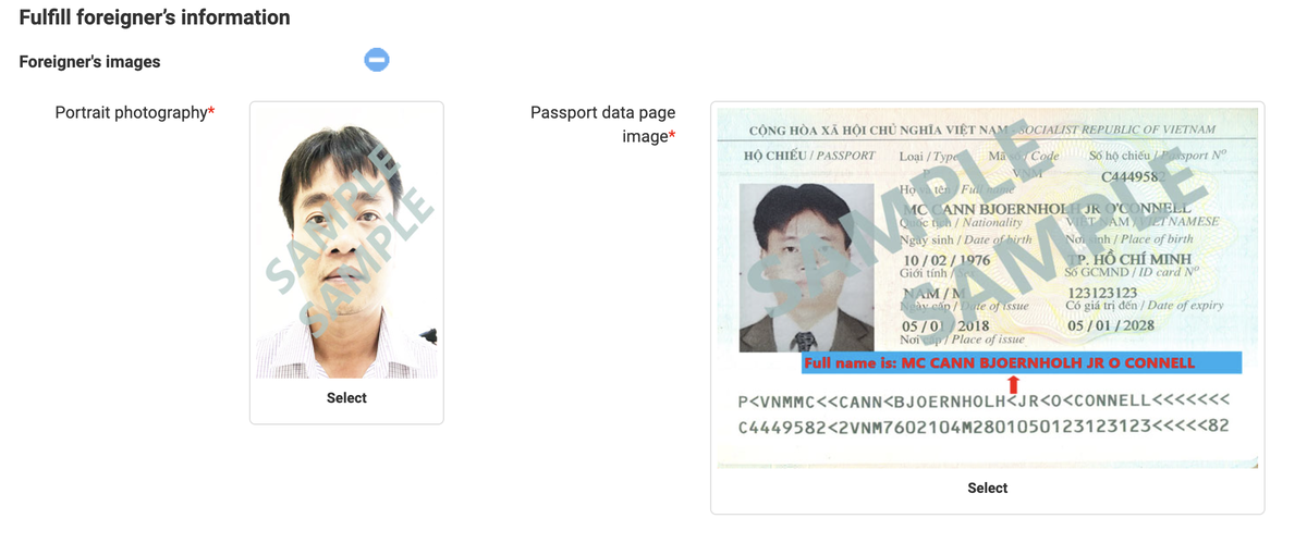 Образец фото и паспорта 