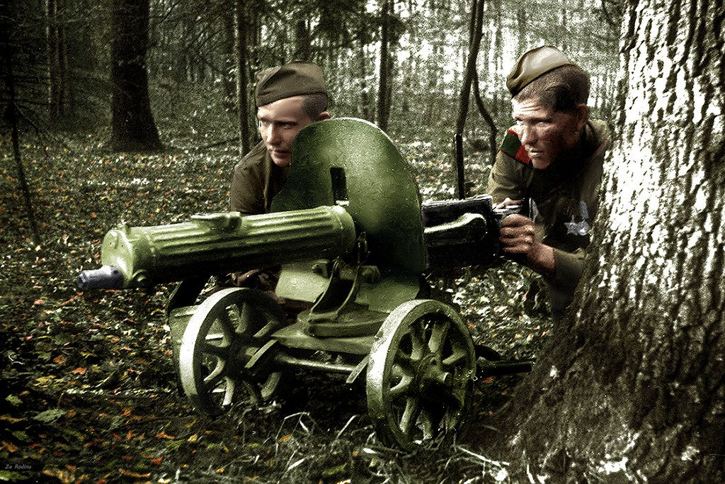 Расчет пулемета Максим, фотография приведена для иллюстрации