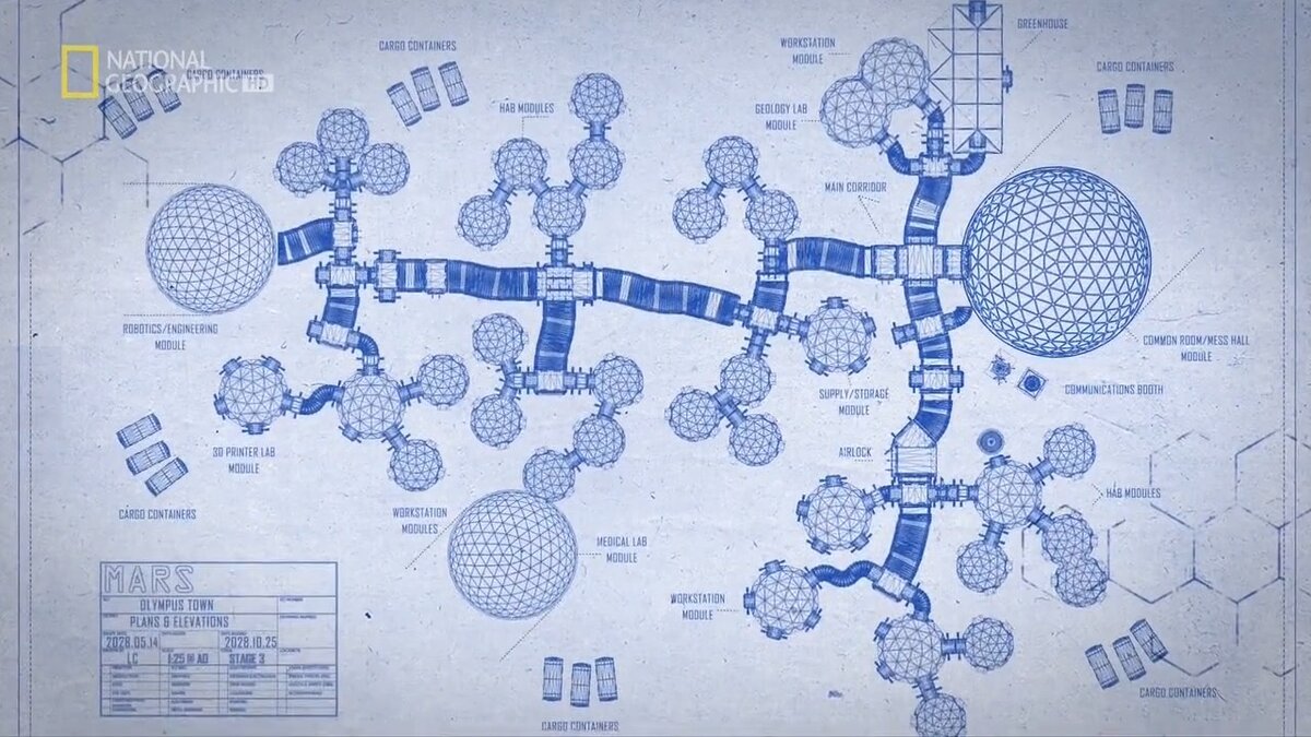 План "модульной" базы в лавовой трубке в сериале от "National Geographic"- "Mars".