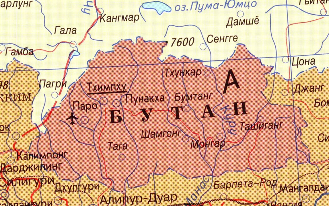 Как выглядит карта бутана