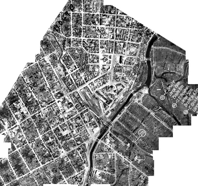    Фрагмент немецкой аэрофотокарты центральной части Курска. Май 1943 года. Из коллекции фотокарт Виктора Крюкова
