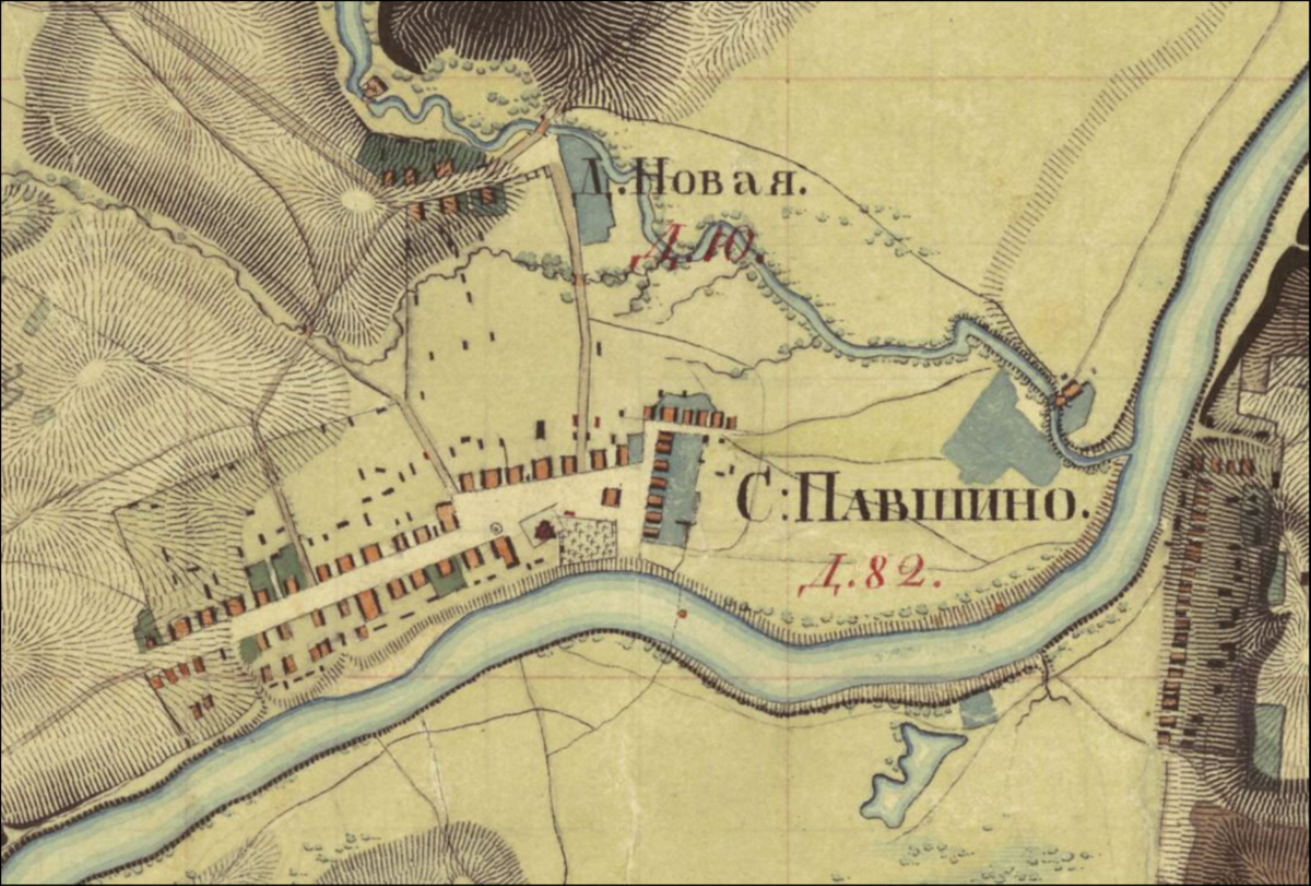 Карта военно-топографического депо 1838 года Фото с сайта с сайта https://krasnogorsk.jimdofree.com/павшино/
