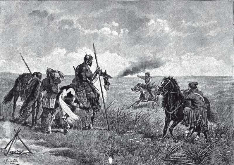 Тревога на пограничном карауле, XVI век. Гравюра XIX в.