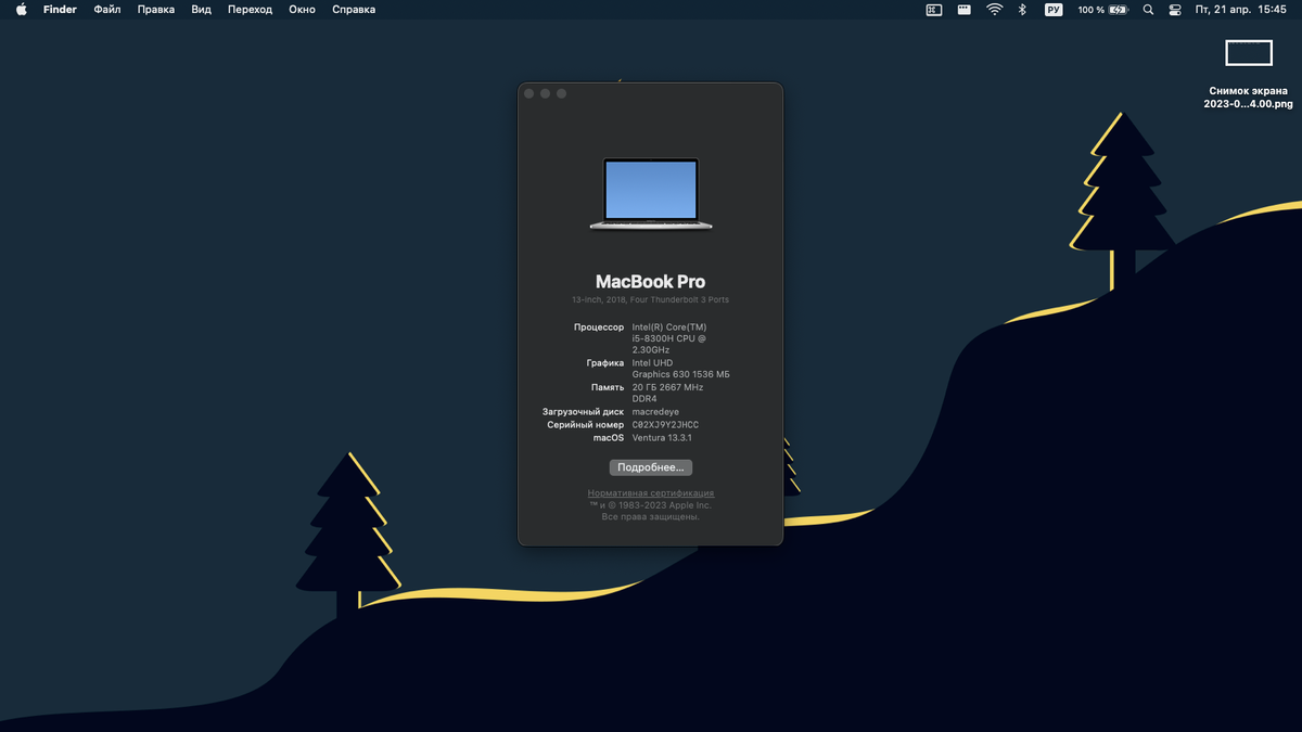 MacOS, установленная на мой рабочий ноутбук