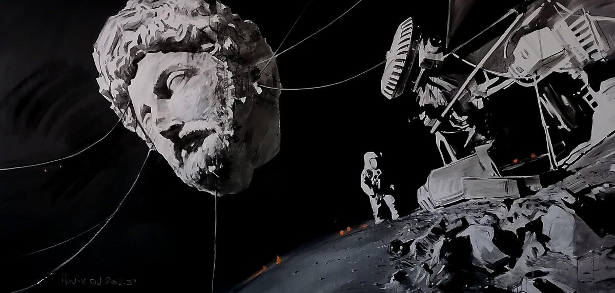    Андрей Новиков, Contact, серия Fog, 2023. Холст, акрил, соус, уголь, графит, лак.