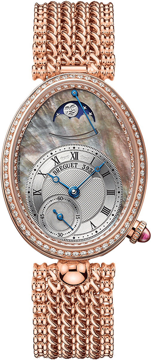 Часы Breguet Reine de Naples в корпусе из розового золота с бриллиантами по безелю и лунным календарем 