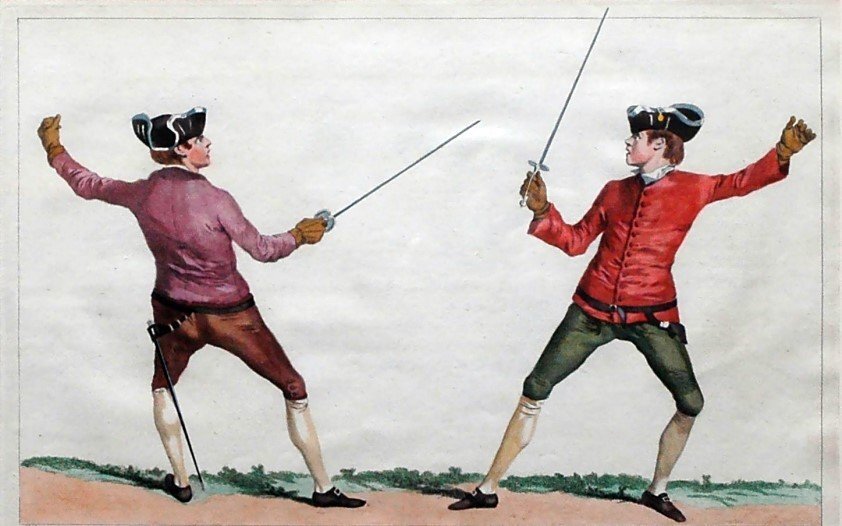 Дуэль на шпагах была распространена до конца XVIII века.