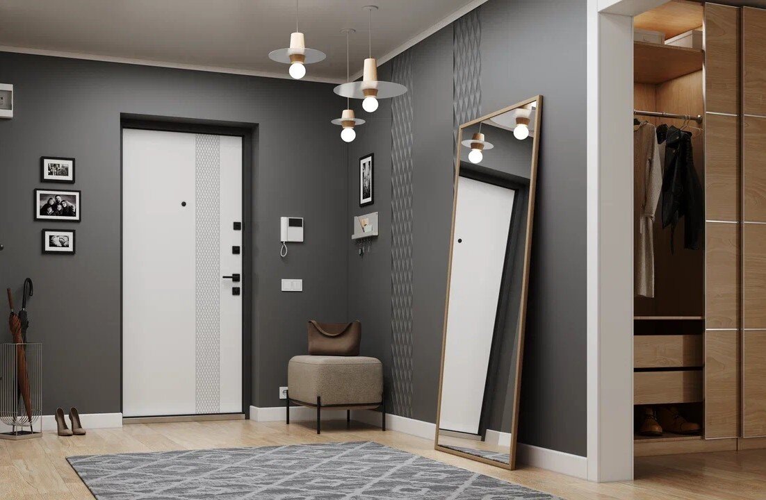 Контрастная входная дверь Delta PRO в интерьере