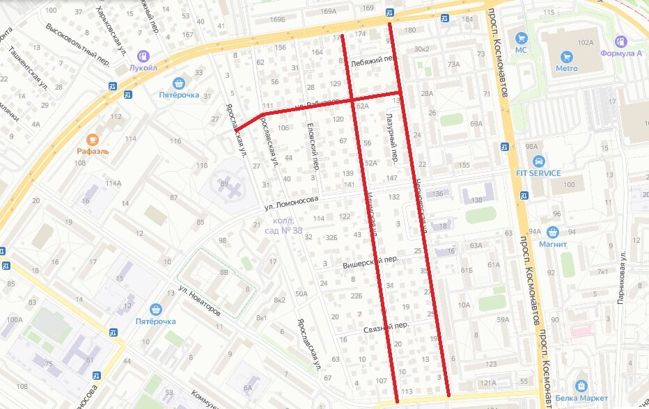 Черноярская - Илимская - Рабкоров (Екатеринбург) © Яндекс