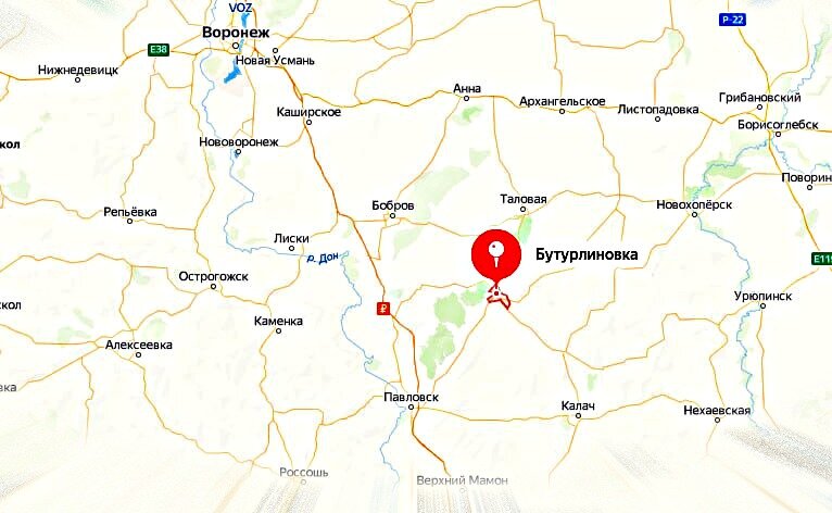 Карта в километрах