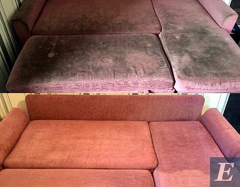 Так выглядит диван до и после химчистки