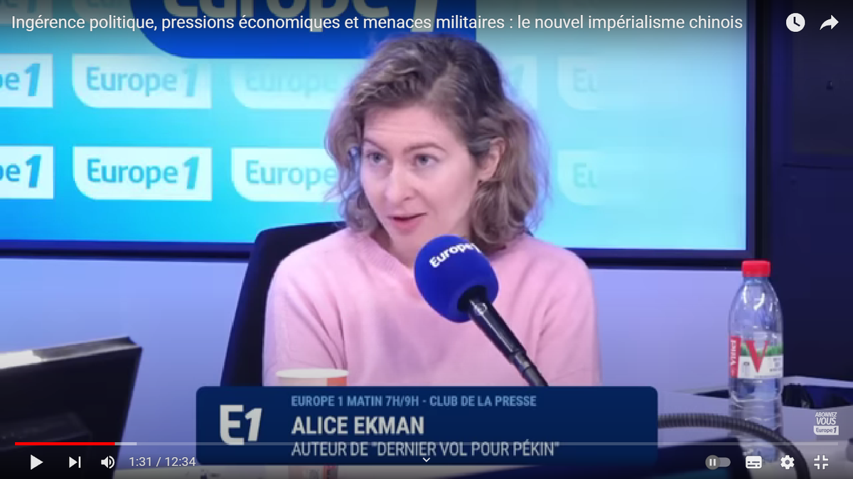 Алиса Экман. Скриншот передачи с канала Europe1 в YouTube