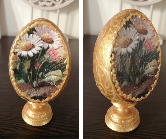Пасхальное яйцо - декупаж, роспись акриловыми контурами. Работа и фото автора.