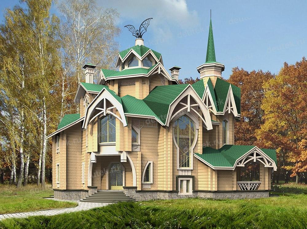 Проект трёхэтажного дома 528 м2 в стиле барокко с мансардным этажом и эркерами - PA-49