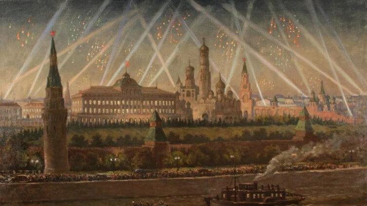    Н. Н. Голощапов, «Салют Победы 9 мая 1945 г. в Москве», 1945 г. Фото: общественное достояние